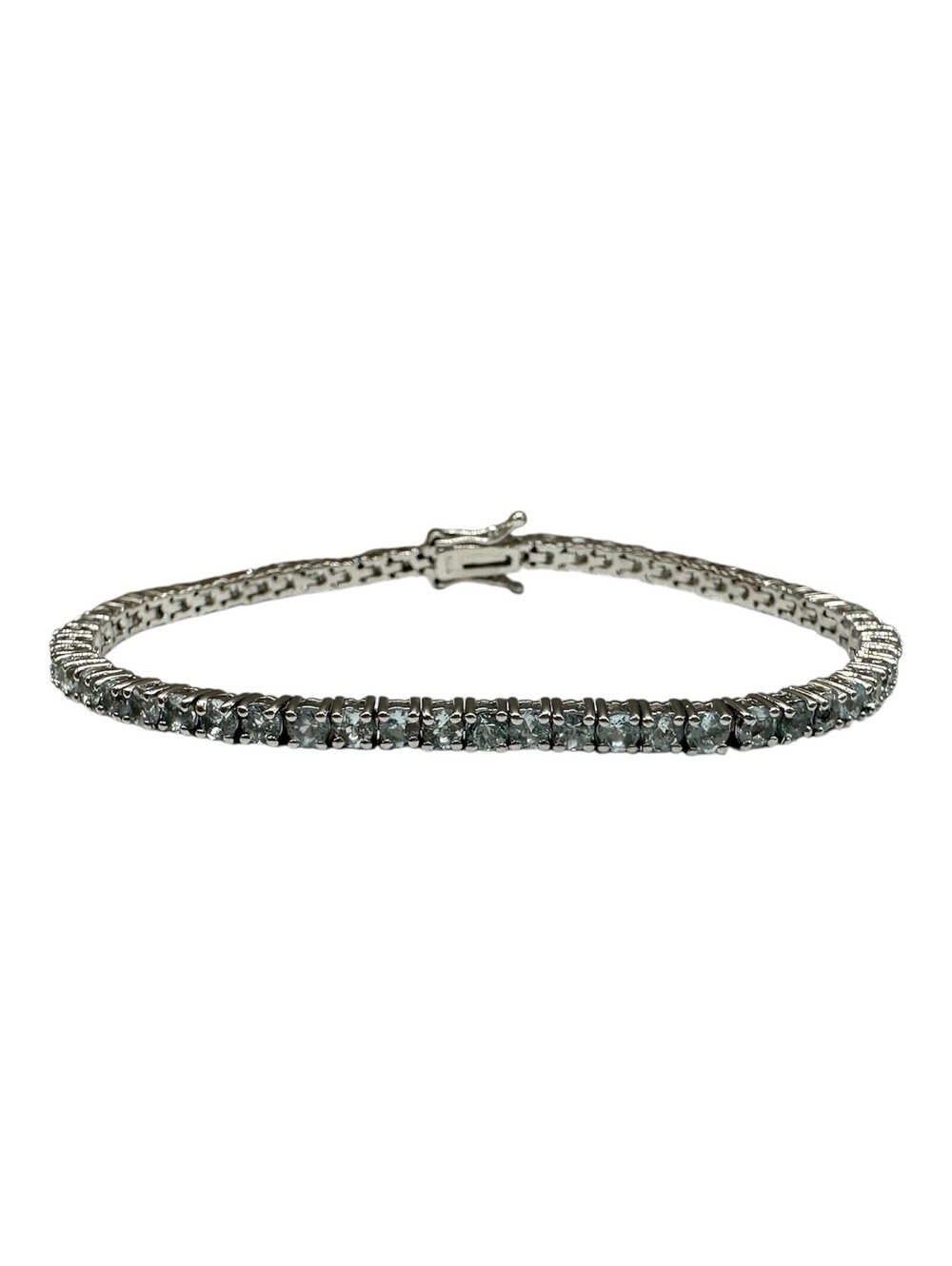 Aquamarine Tennis Bracelet Sterling Silver 3mm 7.5in New